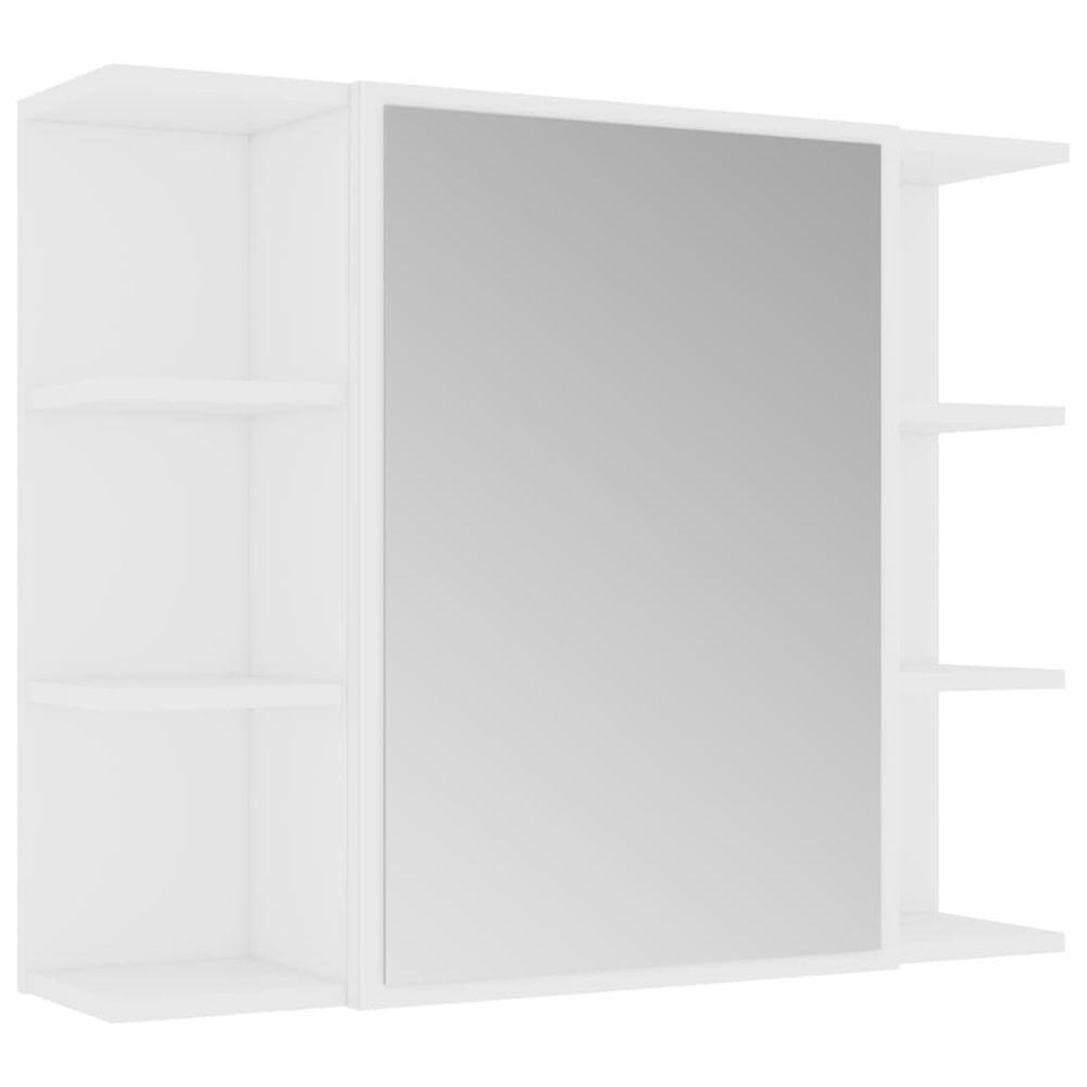 Vidaxl Skrinka so zrkadlom, biela 80x20,5x64 cm, drevotrieska